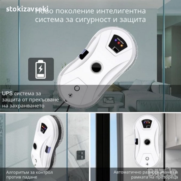 Интелигентен робот за почистване на прозорци с двойни въртящи се падове и вакуум 2800Pa, снимка 1