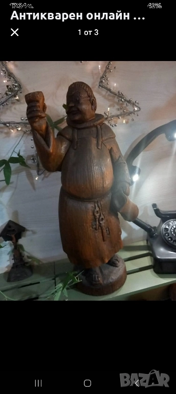 дърворезба монах 55см, снимка 1