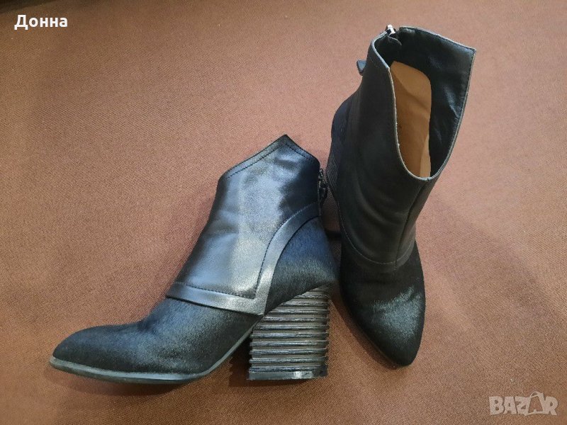 Дамски черни боти естествен косъм , снимка 1