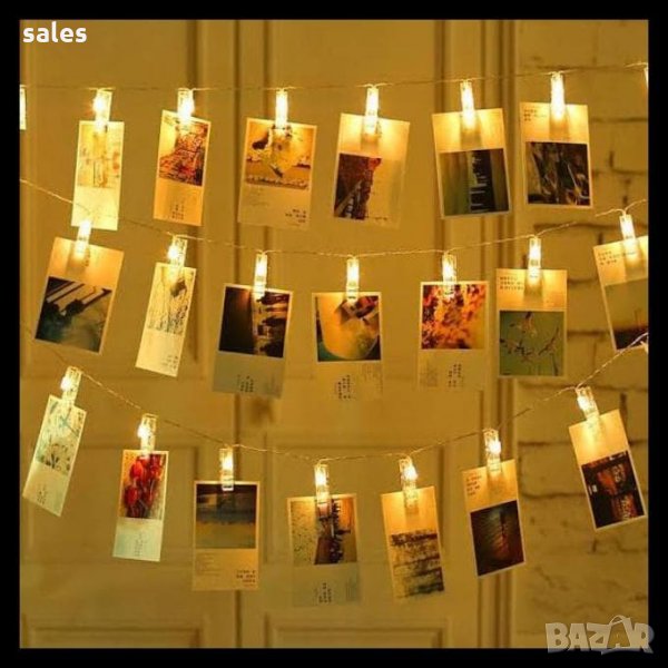 60 броя LED лампички с мини щипки за снимки, снимка 1