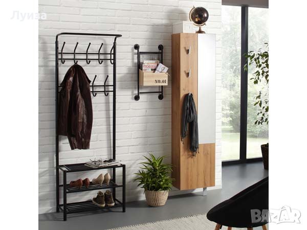 Топ модел! Голяма стабилна стоманена закачалка 185см+3 етажерки за обувки, снимка 1