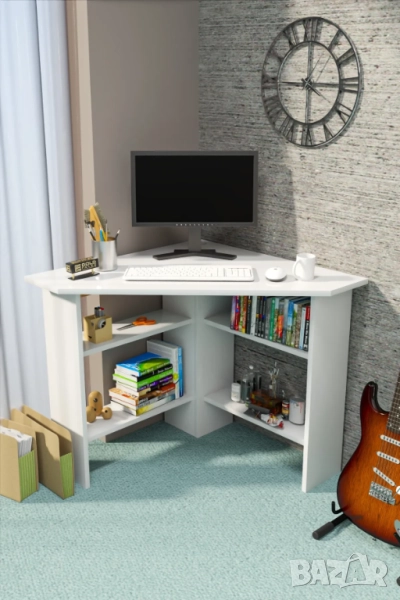 Ъглово бюро за компютър / Малко ъглово бюро / Ъглово офис бюро, снимка 1