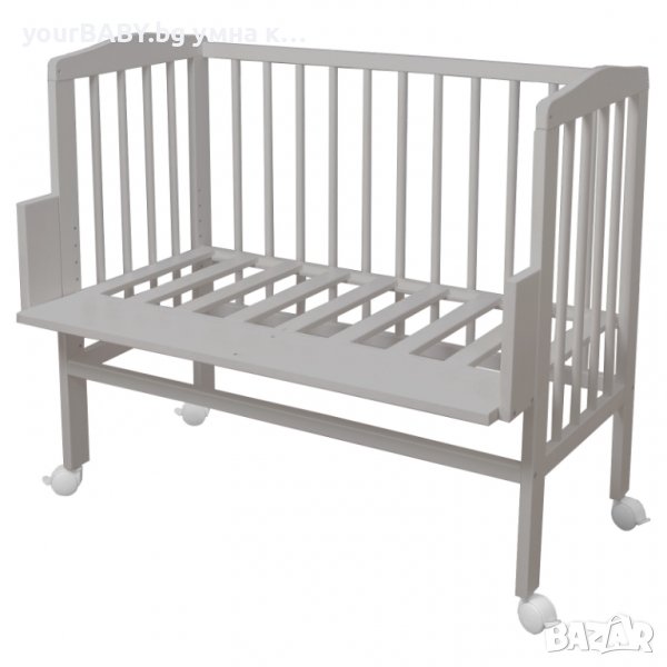 Странично Легло 2в1 тип "Next to Me" с Матрак - Цвят Сив, снимка 1