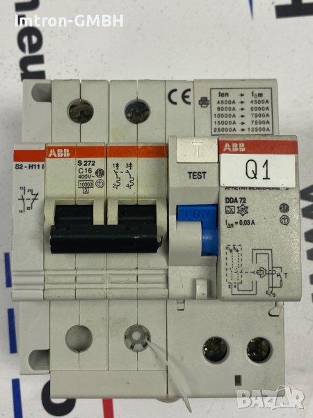 Автоматичен прекъсвач + дефктнотокова + помощен контакт ABB S272 / ABB  DDA72, снимка 1