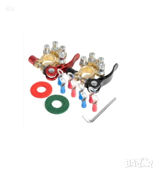 Клеми за акумулатор+ конектори, Универсални месингови скоби, снимка 1