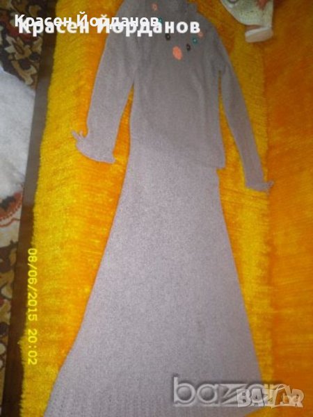 Плетен бежов костюм от букле , снимка 1