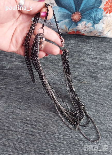 Колие тип гердан от стомана с черен родий , снимка 1