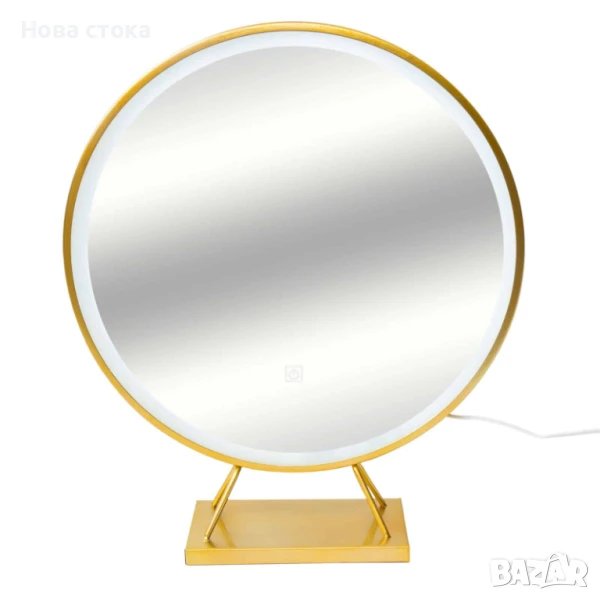 Огледало LED златно на стойка, снимка 1