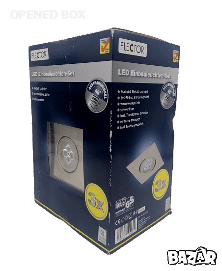 Комплект 3 бр. LED лампи за вграждане FLECTOR 917575 280lm, 3W, 30 000h, 2700K, Energy A+, снимка 1