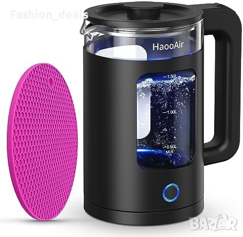 Нов 1,5-литров електрически чайник кана със син светодиод Дом Кухня, снимка 1