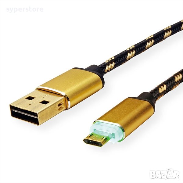 Кабел USB2.0 A-Micro B, M/M, 1m, Gold SS301113, снимка 1