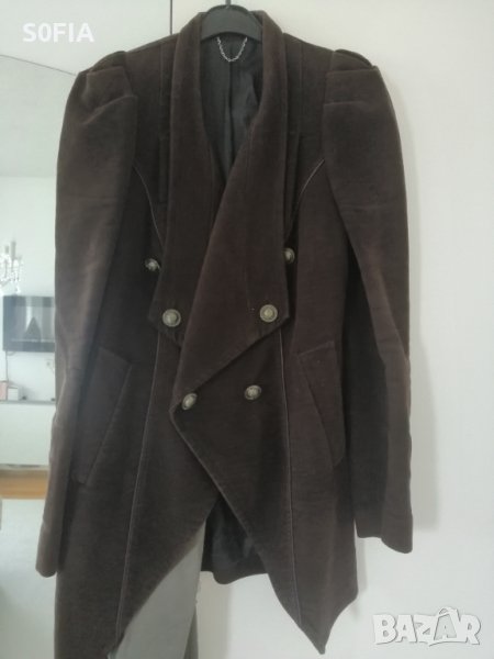 Elizabeth 44 велур връхна дреха тип смокинг милитари, снимка 1