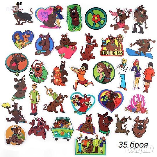35 бр Скуби Ду Scooby Doo самозалепващи лепенки стикери за украса декор картонена торта, снимка 1