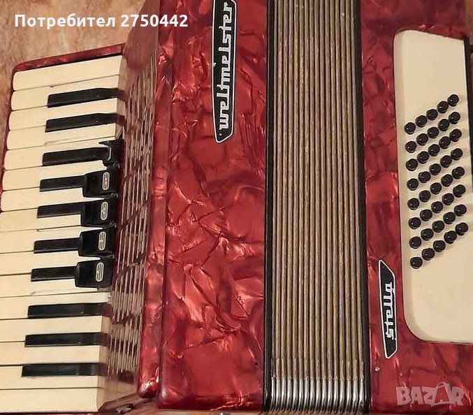 Продавам акордеон Stella Weltmeister 40 баса с куфар, снимка 1