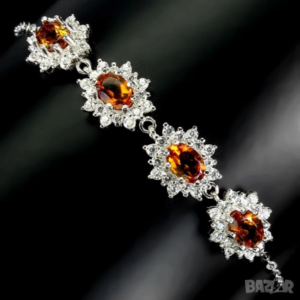 925 сребърна гривна с цитрини 6х4мм, подходяща за подарък V11, снимка 1