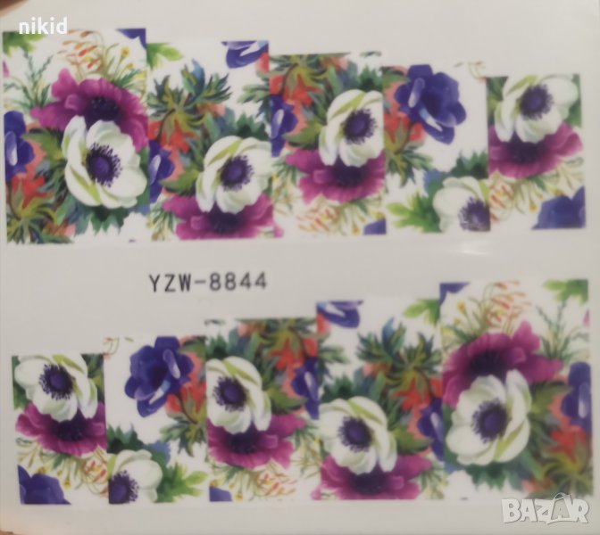 YZW-8844 свежи цветя татос слайдер ваденки водни стикери маникюр нокти, снимка 1