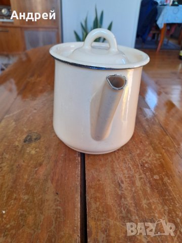 Стар емайлиран чайник #15, снимка 2 - Антикварни и старинни предмети - 42654685