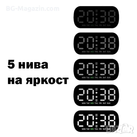 Електронен LED светещ настолен часовник с аларма на ток с USB с термометър календар големи цифри, снимка 2 - Други - 51178893