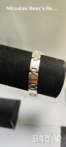 Масивна сребърна гривна с плочки , 19см , печати . 