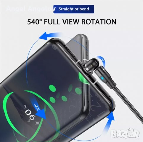 USLION 540 градуса въртящ се магнитен кабел Micro USB