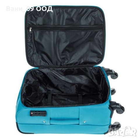 Пътнически куфар в цвят тюркоаз 45л, снимка 5 - Куфари - 42783151