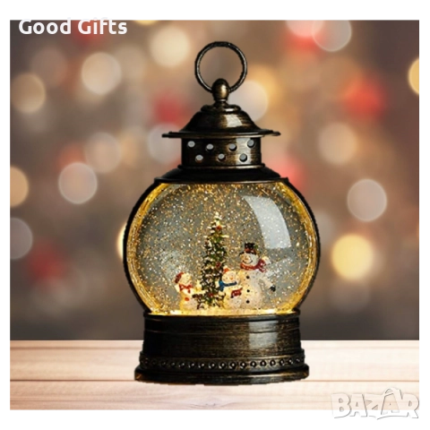 Светещ коледен снежен глобус фенер с LED осветление и въртящ сняг – различни модели, снимка 6 - Декорация за дома - 52235617