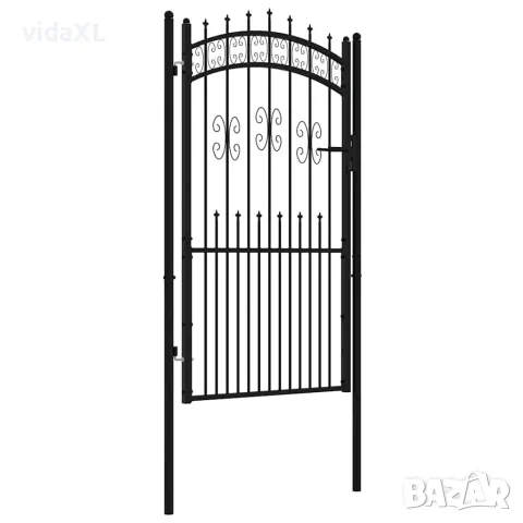 vidaXL Оградна порта KAMPEN с връх, черна, 103x175 см, стомана