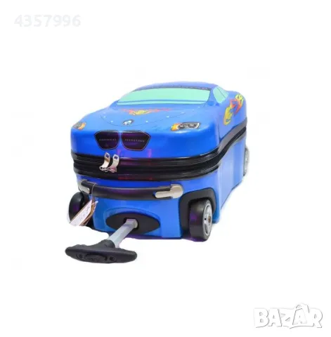Куфар за деца, Поликарбон, релефен с формата на кола, Син, снимка 2 - Куфари - 48696427