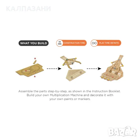 Машина за умножение- Направи си сам! Сглобяем дървен конструктор. STEM / DYI комплект за деца N003, снимка 2 - Игри и пъзели - 50218039