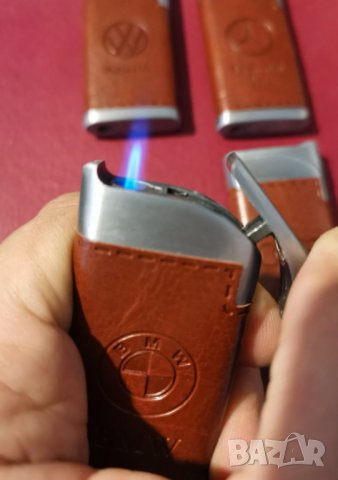 Нови газови ветроустойчиви метални запалки с кафява кожена обвивка с щампована емблема на марки на  , снимка 14 - Запалки - 34023825