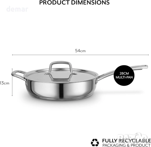 Sur La Table SLT900229 28 см мулти-тенджера с капак, нитована стоманена дръжка, снимка 6 - Съдове за готвене - 52441871