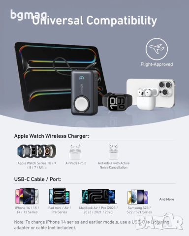 Anker MagGo за Apple Watch 35W външна USB-C батерия, снимка 7 - Външни батерии - 52083051