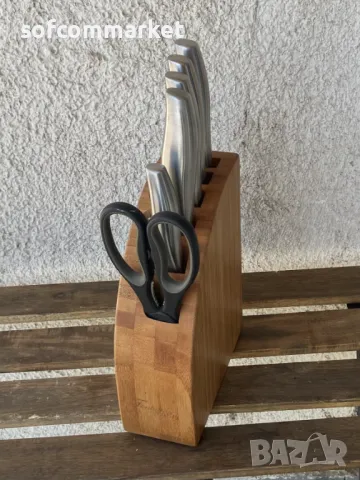 Комплект ножове Fontignac със стойка и ножица, снимка 3 - Прибори за хранене, готвене и сервиране - 47293164