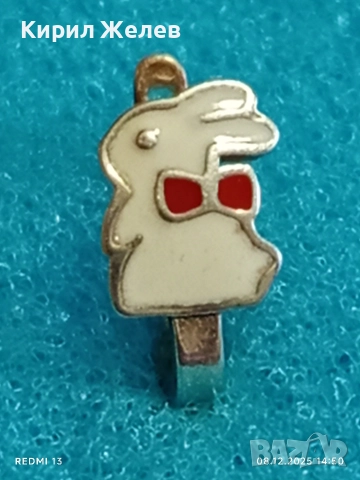 Емайлирана сребърна обеца във формата на ЗАЙЧЕ стил и елегантност 33063, снимка 6 - Обеци - 52690839