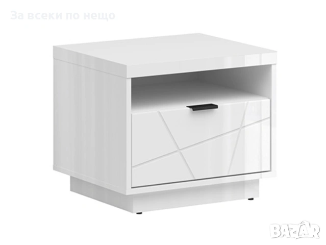 Нощно шкафче FORN KOM1S корпус и фронт бял лак Код P1892, снимка 2 - Шкафове - 53332252