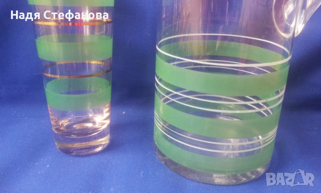 Ретро кана и 6 чаши за безалкохолно, вода, снимка 3 - Антикварни и старинни предмети - 37796539