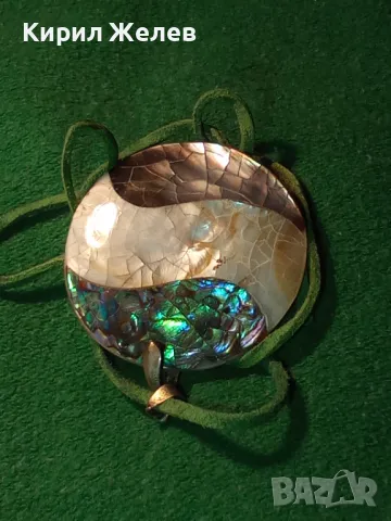 ПРЕЛЕСТЕН СЕДЕФЕН МЕДАЛЬОН КРАЛСКИ СЕДЕФ и ШНУРЧЕ от ВЕЛУР Ръчна АРТ ИЗРАБОТКА 47285, снимка 11 - Колиета, медальони, синджири - 47298496