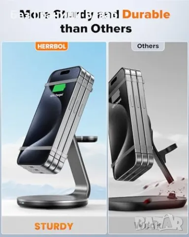 Нова 3 в 1 Магнитна зарядна станция iPhone iWatch AirPods телефон слушалки, снимка 5 - Аксесоари за Apple - 48199868