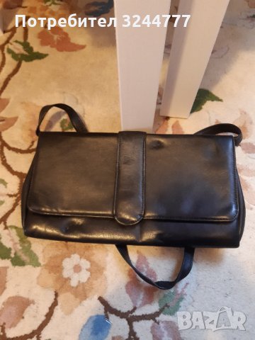 Дамска черна чанта, тип "клъч" от естествена кожа, снимка 1 - Чанти - 35065718