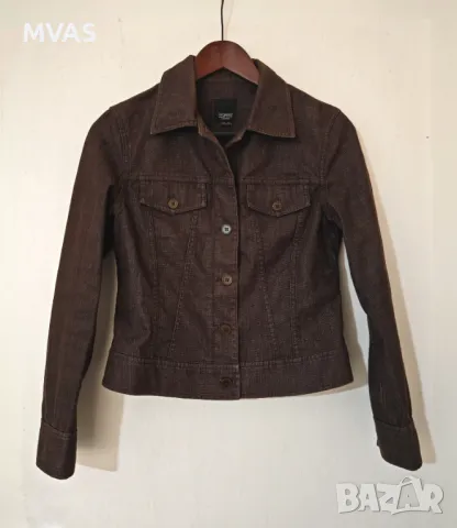 Ново дамско дънково яке тъмно кафяво S размер 