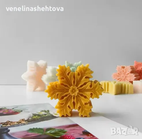 Снежинка дълбок силиконов молд за свещи гипс сапун КОД 4251, снимка 3 - Форми - 48230622