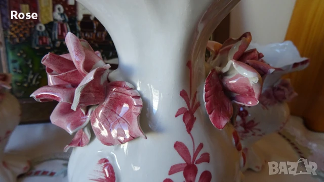 Комплект вази Bassano Italy с рози и цветен декор., снимка 7 - Вази - 50988749