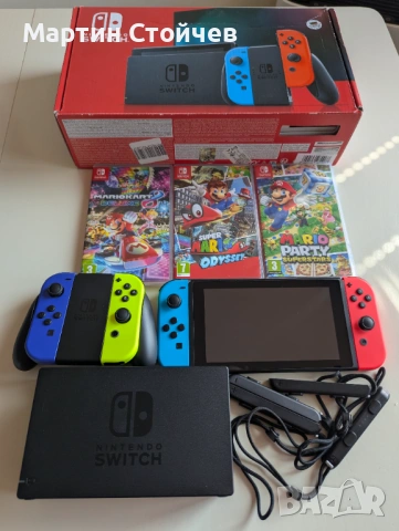 Nintendo Switch+игри+допълнителни Joy-cons