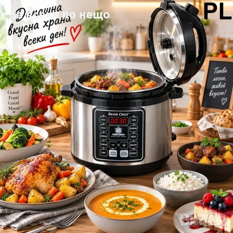 Мултикукър SilverCrest MES6817 10 в 1, 6 литра, 1050W Код P3001, снимка 3 - Мултикукъри - 56057702