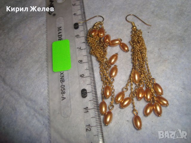 ПЕРЛЕНИ ЗЛАТИСТИ ОБЕЦИ МАЙСТОРСКА ХЕНД МЕЙД ИЗРАБОТКА 3635, снимка 4 - Обеци - 36593337