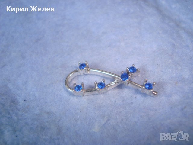 ФИНО ПОСРЕБРЕНО АРТ УКРАШЕНИЕ ВИСУЛКА със СИНИ ФАСЕТИРАНИ КРИСТАЛЧЕТА 27758