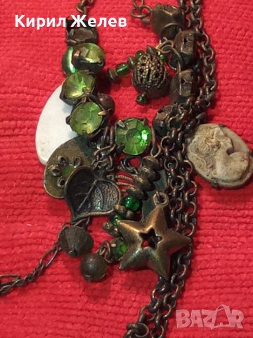 РЕТРО ОГЪРЛИЦА с КАМЕЯ ОЛИВИН СЕДЕФ БРОНЗОВ ВИНТИДЖ ГЕРДАН 4965, снимка 3 - Антикварни и старинни предмети - 30665889