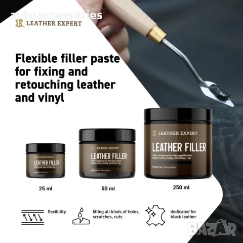 	Кит/Филър за кожа Leather Filler бял за поправка на щети и ретуширане на кожа и винил, Leather Expe, снимка 2 - Аксесоари и консумативи - 48123508