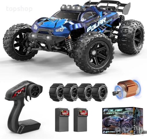 Мощна 4WD Количка Woquma 40кмч Мащаб 1 към 14 Пълен комплект с 2 комплекта гуми  