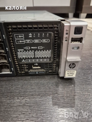 HP ProLiant DL380p Gen8 – 2x E5-2609, 48GB RAM, 2x 300GB SAS, снимка 2 - Работни компютри - 52941701